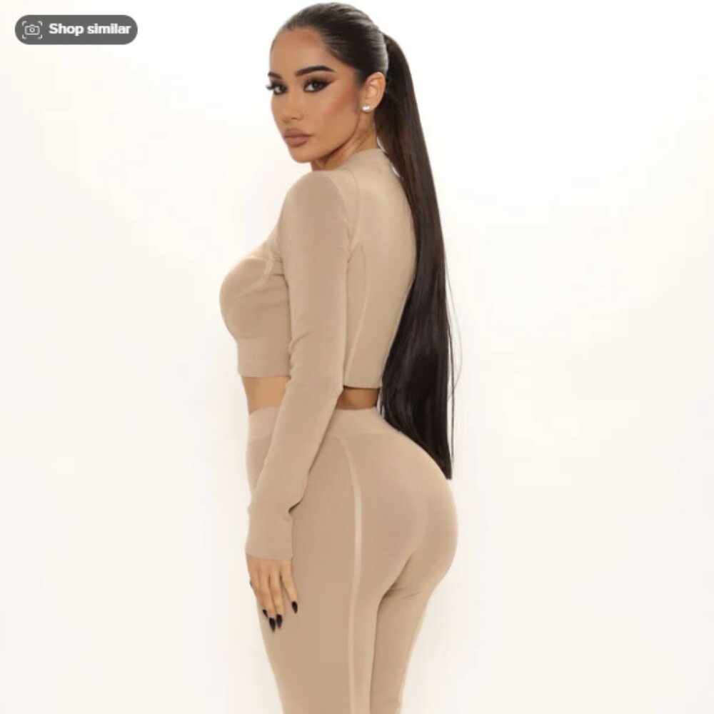 Fashion Nova Cropped top Sweater Pants Set